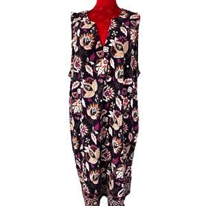 Lands End Dress Plus Size 3X 100% Cotton Purple Pink Casual Sleeveless Pullover